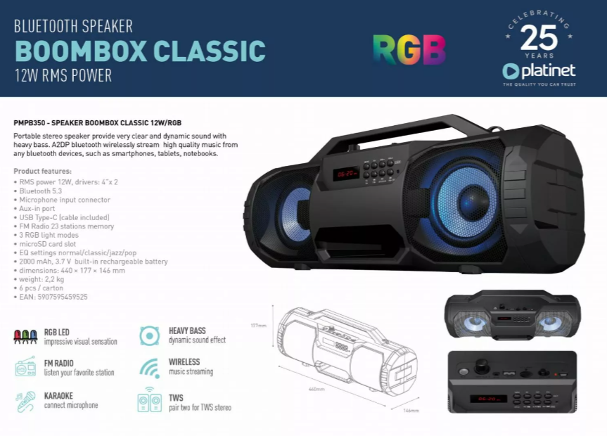 Boombox Classic RGB bluetooth speaker